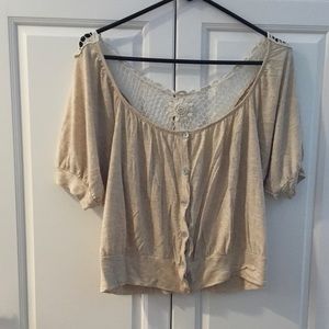 Cropped Lace work Scoop neck Top